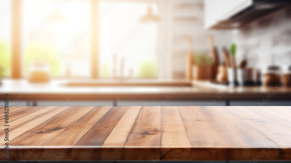 Empty Beautiful wood table top and blur bokeh modern kitchen interior background in clean and bright, Ready for product montage created with Generative Ai
Empty Beautiful wood table top and blur bokeh modern kitchen interior background in clean and bright, Ready for product montage created with Generative Ai