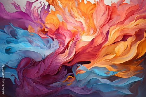 A mesmerizing abstract texture with vibrant liquid colors swirling and intertwining, evoking a sense of movement and flow