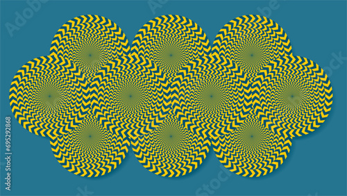 Classic illusion rotating snake. Dimension 16:9. Vector illustration.