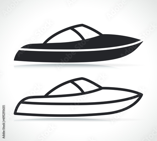 motorboat icon on white background photo