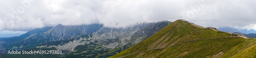 Mountains landscape panorama to the top of Kasprowy Wierch Poland