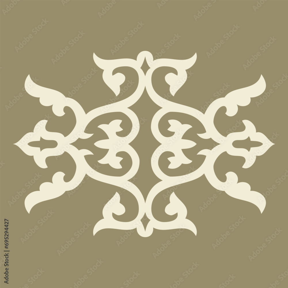 Round Pattern Mandala. Abstract design of Persian, Islamic, Turkish, Arabic vector circle floral ornamental border. Abstract Asian elements of Kazakh Round Pattern Mandala. Abstract design of Persian, Islamic, Turkish, Arabic vector circle floral ornamental border. Abstract Asian elements of Kazakh