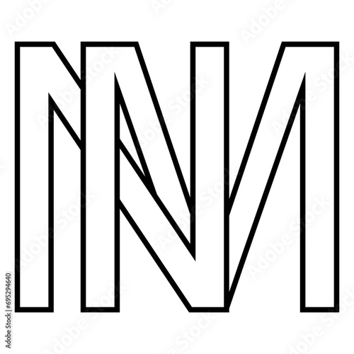 Logo sign nm mn icon double letters logotype n m