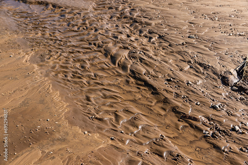 landslides on a country road after heavy rains and rains in summer