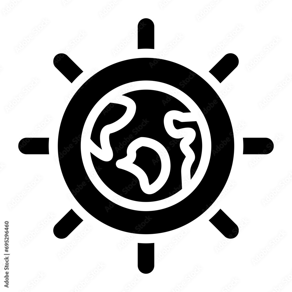 Fototapeta premium earth in sun glyph