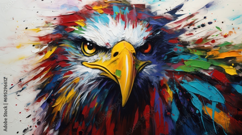 Fototapeta premium colorful oil painting of a eagle face