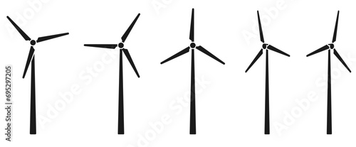 wind turbines vector. for design template, icon, logo or symbol. flat design with black color vector illustration isolated on white background. 