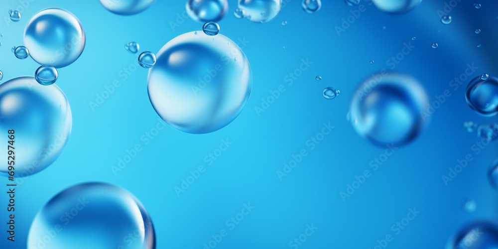 Close up blue water bubble background images and science observed .A Scientific Exploration of Water Microstructures .