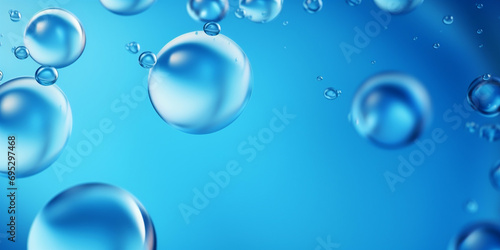 Close up blue water bubble background images and science observed .A Scientific Exploration of Water Microstructures .