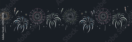 Fun hand drawn doodle fireworks, seamless pattern, great for textiles, wrapping, banner, wallpapers - vector design