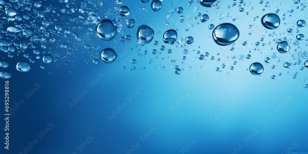 Close Up View Of Water Droplets Creating A Textured Pattern On A Blue Glass Surface Background .Textured Patterns Emerging as Water Beads Grace a Blue Glass Canvas .