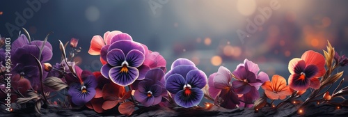 Close Garden Pansy Yellow Purple Violet , Banner Image For Website, Background, Desktop Wallpaper