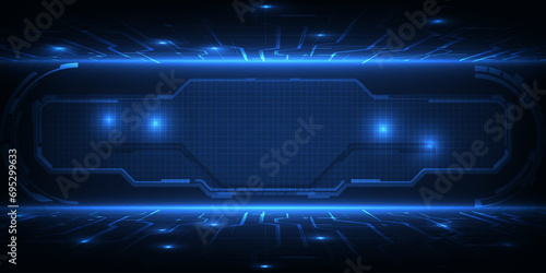 Vector illustration of futuristic digital tech stage horizontal tech screen or panel for product layout and showcase background and game graphic interface artwork.