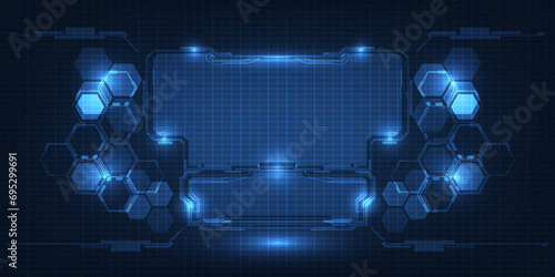 vector illustration of futuristic screen panel or window.Digital hi tech digital interface background.Design for game graphic and advertising artwork.