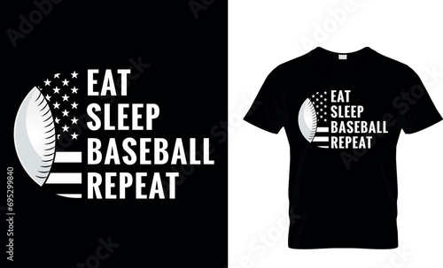 Eat Sleep Baseball Repeat Usa American Flag T-shirt