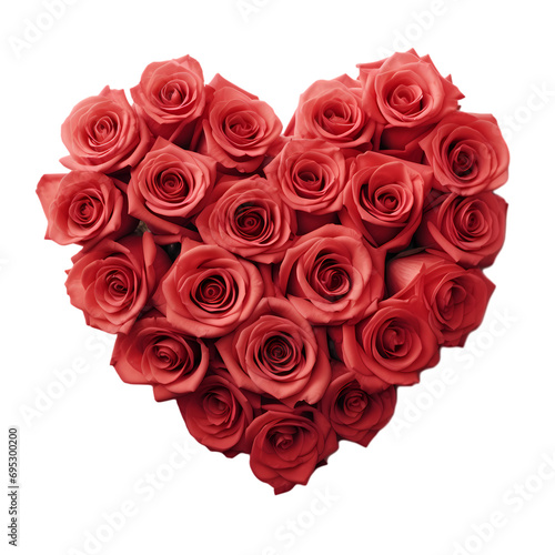 Heart shaped rose isolated on transparent background