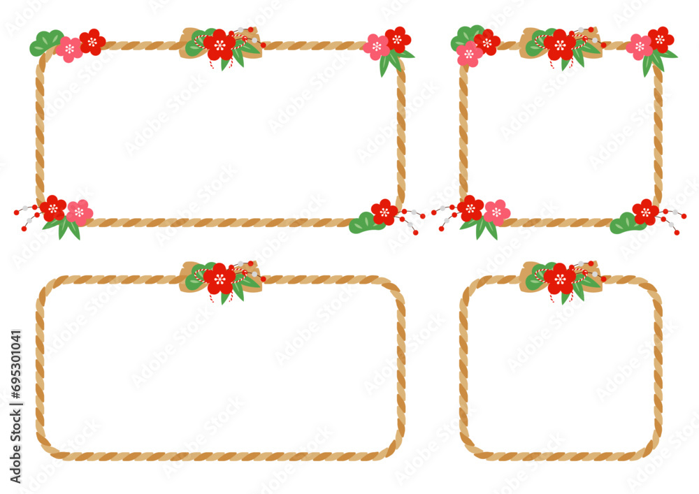 しめ縄と縁起物の枠のセット_2
