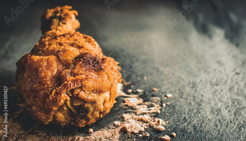 Copy Space image of asty eating with fried chicken photo