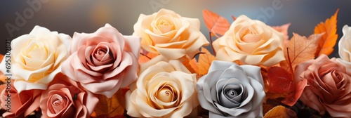 Bouquet Roses Autumn Leaves   Banner Image For Website  Background  Desktop Wallpaper
