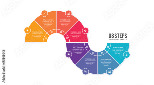 Process Workflow Diagram, Roadmap Infographic Template with 8 Steps