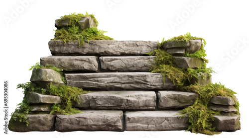 Stone steps surrounded by lush greenery, cut out