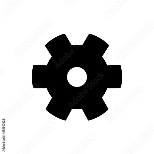 black gear wheel icon isolated on white transparent background. concept of setting, engine, machine, engineering, machinery, power vector illustration