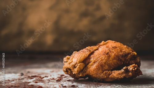 Copy Space image of asty eating with fried chicken