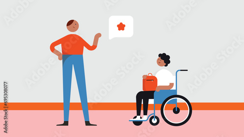 Care of disabled flat modern design illustration