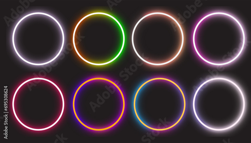 Colorful Lights Neon aesthetics Highlights for Social Media. Abstract Neon icons for social media story