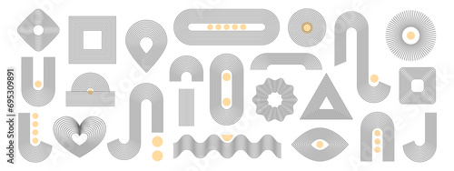Set of zen arch line stripes, different arch, geometric shapes illustration