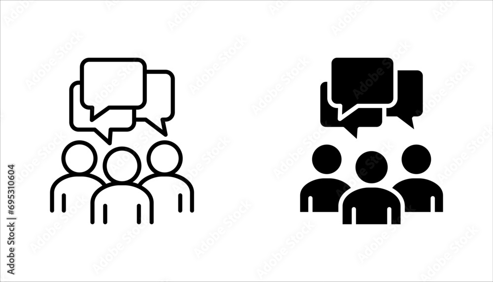 people talking icon set, bubble, speak, business group, vector illustration on white background - obrazy, fototapety, plakaty 