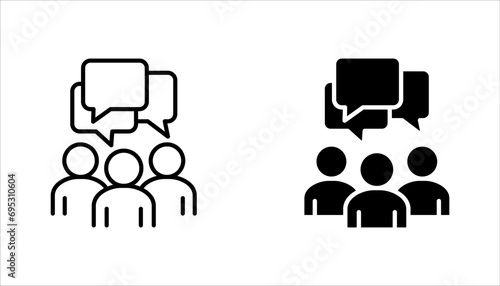 people talking icon set, bubble, speak, business group, vector illustration on white background