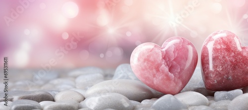 Two Pink Marble Hearts Embody Valentine's Day Romance.