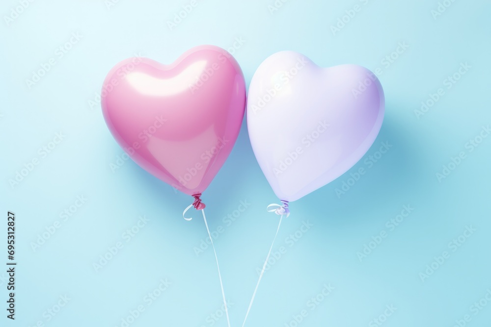 balloons in the shapes of heart on a blue background, Happy Valentine's day