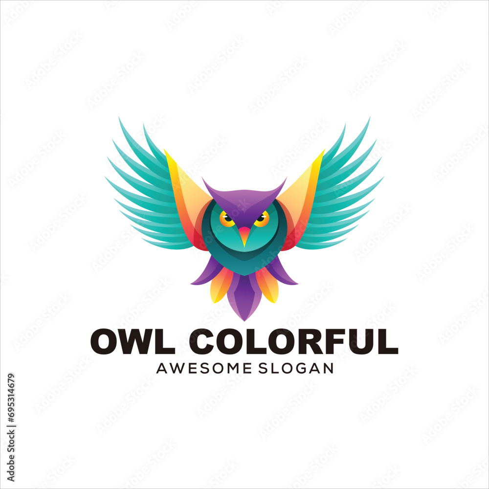 Obraz premium owl logo colorful gradient 