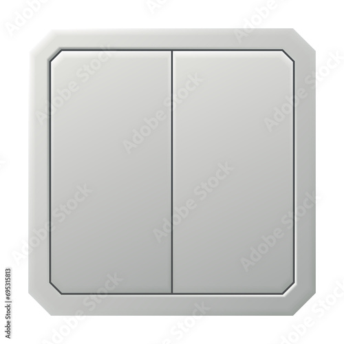 Realistic switcher icon. Home buttons plastic light toggle. Interior wall electric switch. Power electrical switcher isolated on white background