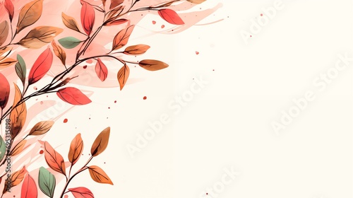 Watercolor background with leaves and space for text  generative ai