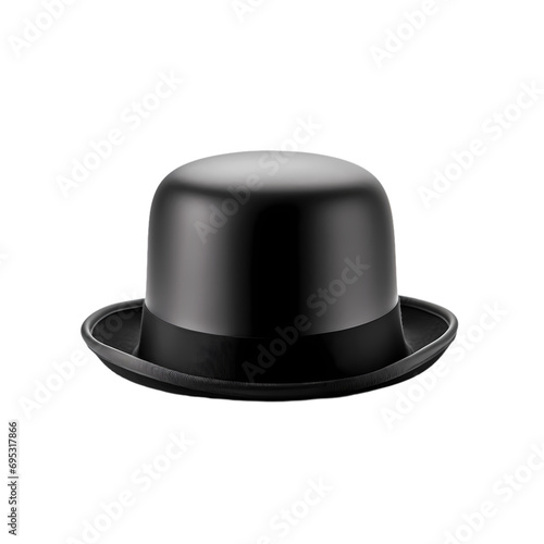 Black bowler hat isolated on transparent background