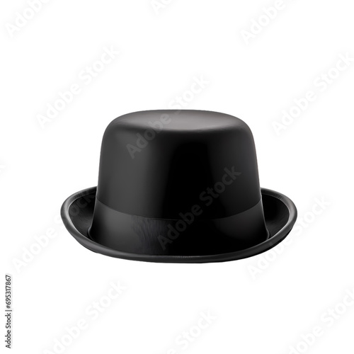 Black bowler hat isolated on transparent background