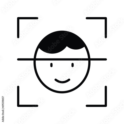 facial recognition icon with white background vector stock illustration