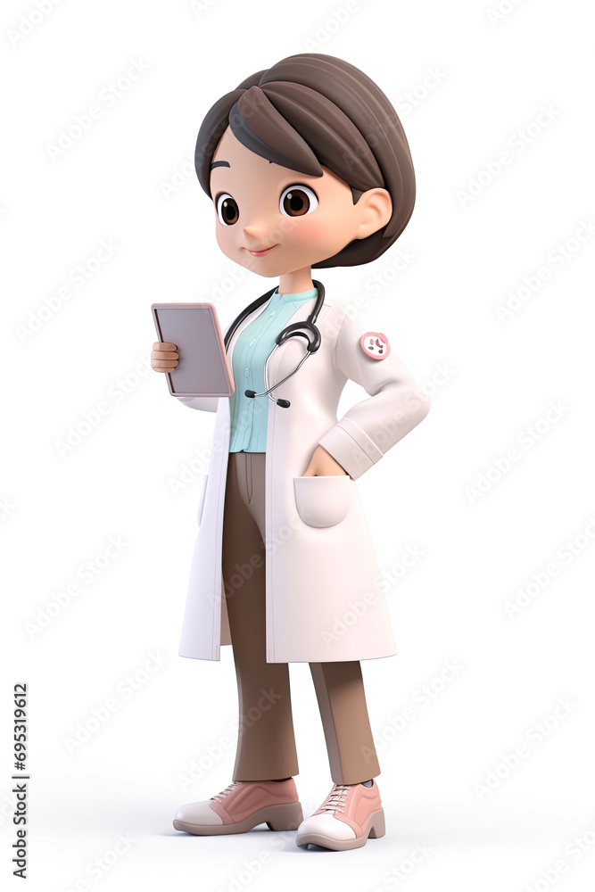 Female doctor with clipboard isolated on white background. Female doctor with clipboard isolated on white background.