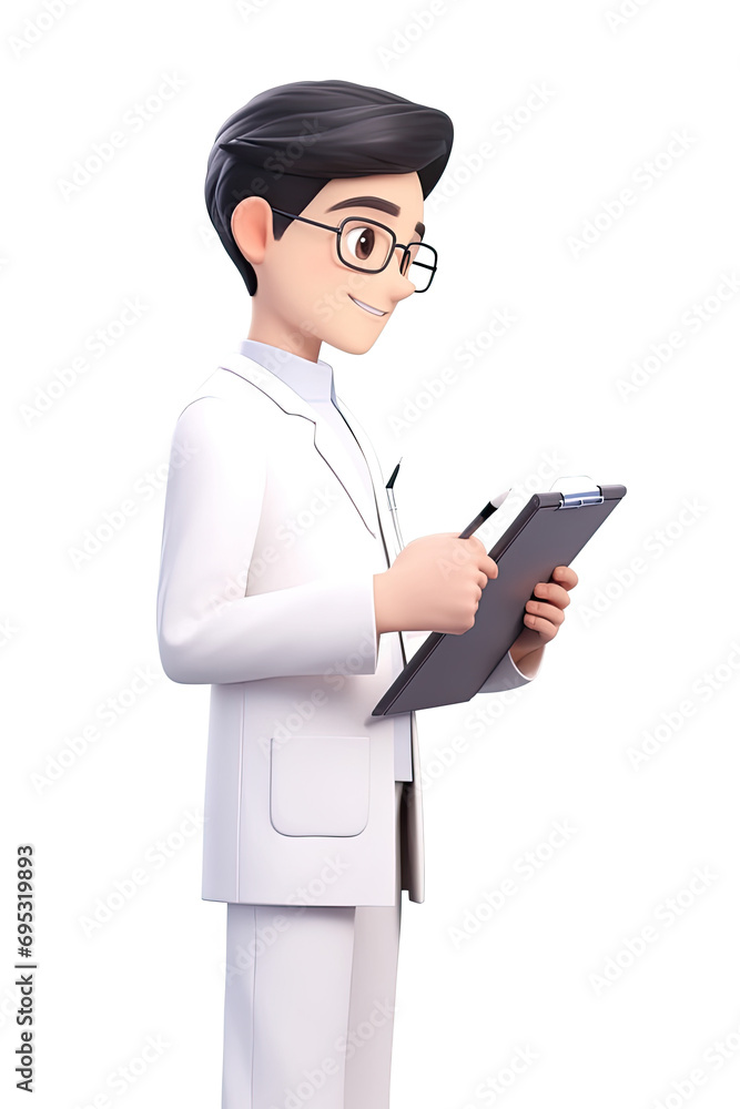 Male doctor with clipboard isolated on white background. Male doctor with clipboard isolated on white background.