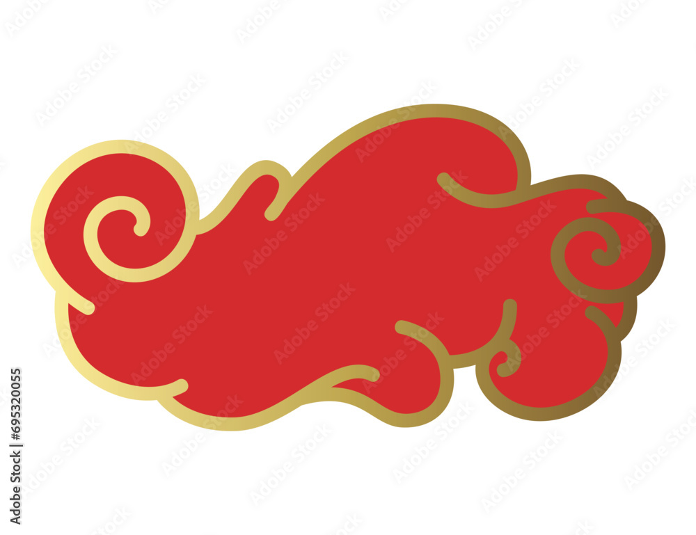 Clouds chinese style. Red and gold clouds, traditional Asian decorative retro element. Light cloud in paper cut style for festival Clouds chinese style. Red and gold clouds, traditional Asian decorative retro element. Light cloud in paper cut style for festival