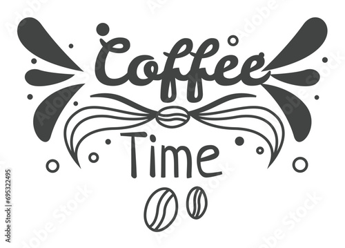 Coffee cups lettering. Phrase about Coffee to go. Typography quote design. Calligraphy style Hot drinks shop promotion