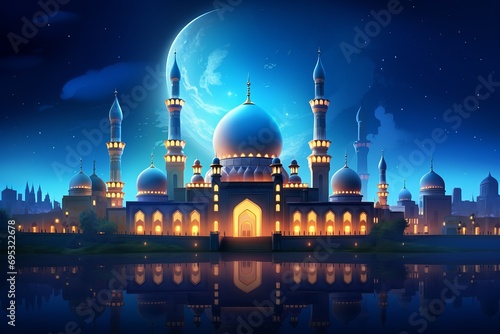 mosque at night, muslim, ramadan kareem, photo