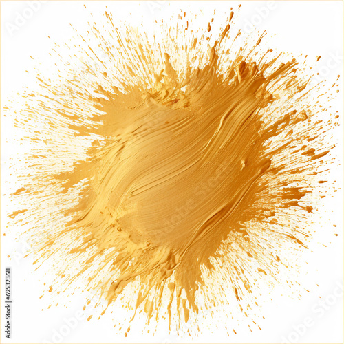 white background a brushstroke or splash of gold color created with Generative Ai
