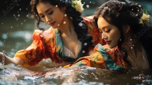 Fotografie, Obraz Thai women Wear the Thai national costume, Bolan