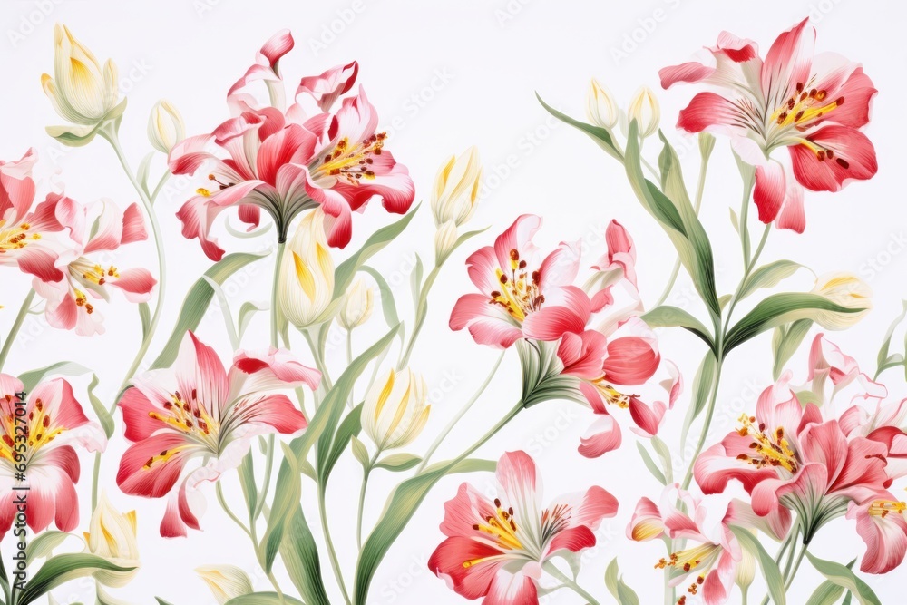 Floral pattern with alstroemeria. Blooming flowers on a light background Floral pattern with alstroemeria. Blooming flowers on a light background
