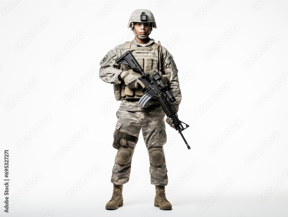 Soldier in camouflage gear standing Soldier in camouflage gear standing