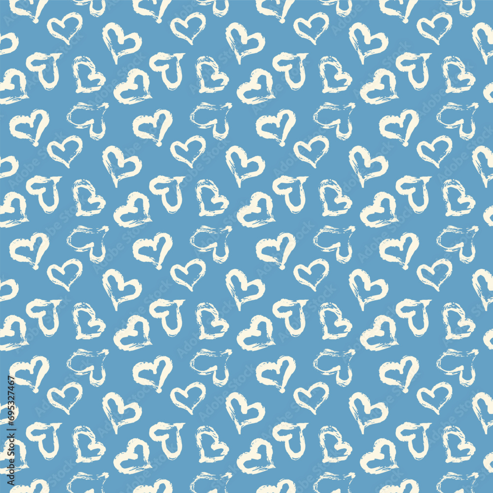 Seamless heart pattern. Hand painted ink brush Seamless heart pattern. Hand painted ink brush